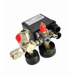 AIR COMPRESSOR PRESSURE SWITCH w/ REGULATOR 230V/ 2-INLET 1/4"
