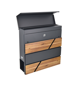 ANTHRACITE/ WOOD METAL MODERN MAILBOX 65/ 370x370x105mm