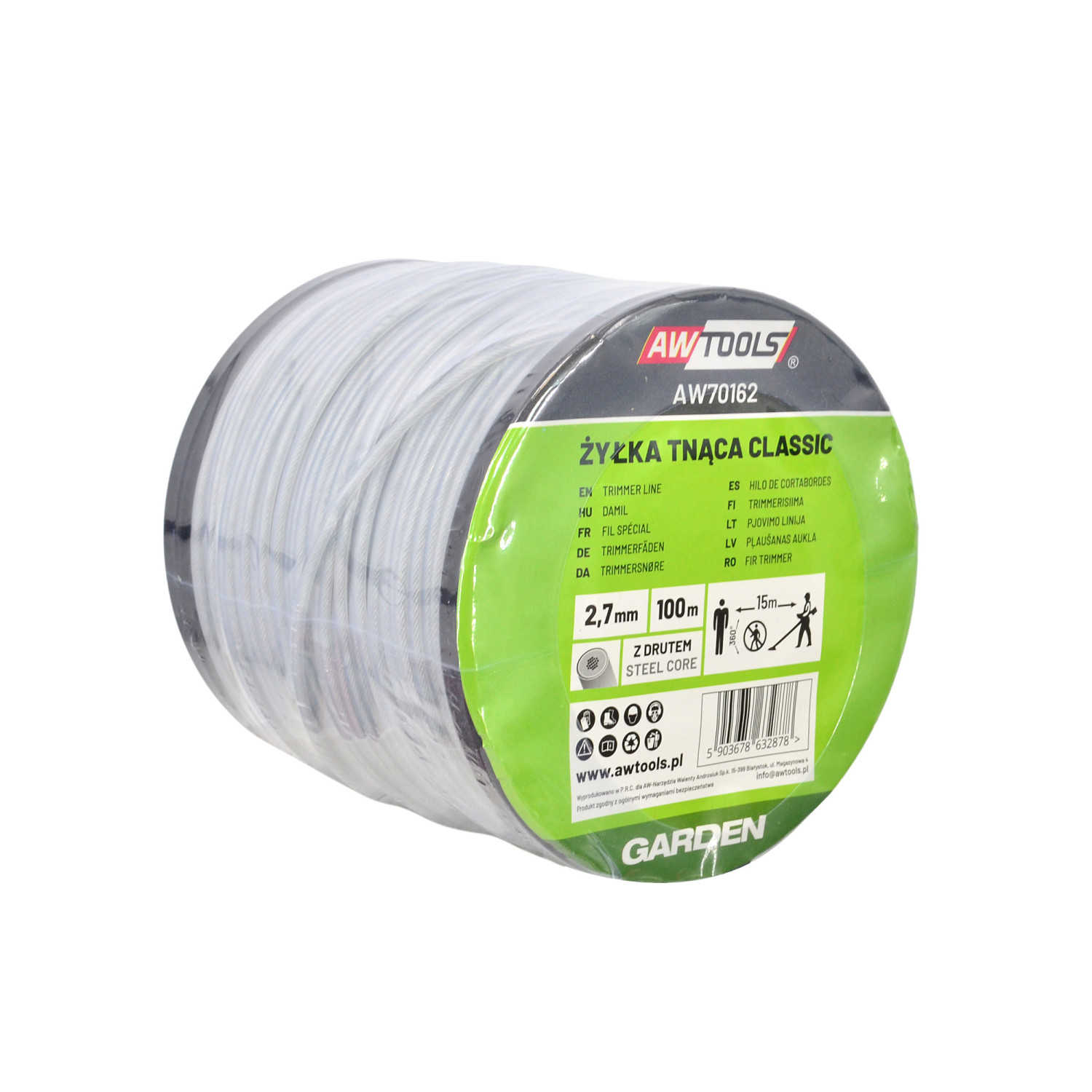 STEEL CORE ROUND TRIMMER LINE 2.4x100m