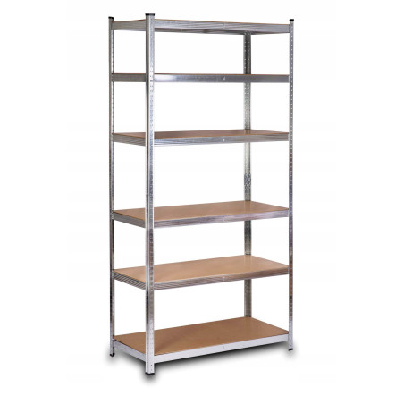 REGAŁ 6 PÓŁEK 200x90x50 NOŚNOŚĆ 300kg / 6,0mm - WCISKANY SZYBKI MONTAŻ
