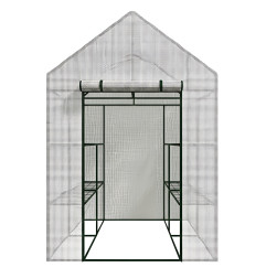 2-TIER 8-SHELVES PE GREENHOUSE 143x143x195cm
