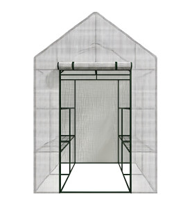 2-TIER 8-SHELVES PE GREENHOUSE 143x143x195cm