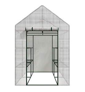 2-TIER 8-SHELVES PE GREENHOUSE 143x143x195cm