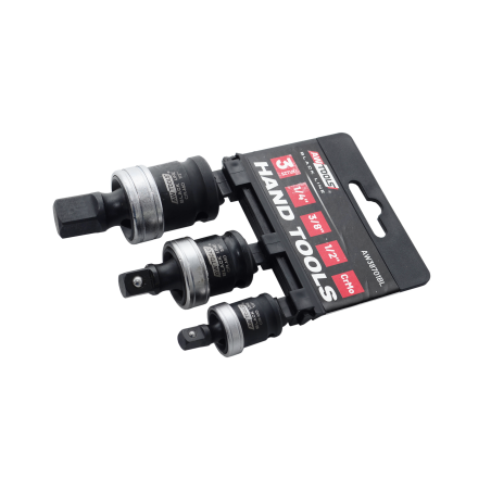 1/4" 3/8" 1/2" IMPACT SWIVEL SOCKET SET 3pcs BLACK LINE