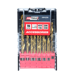 HSS TiN METAL TWIST DRILL BIT SET 19pcs /1-10mm/