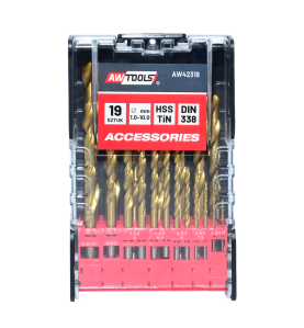 HSS TiN METAL TWIST DRILL BIT SET 19pcs /1-10mm/