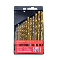 HSS TiN METAL TWIST DRILL BIT SET 13pcs /2-8mm/