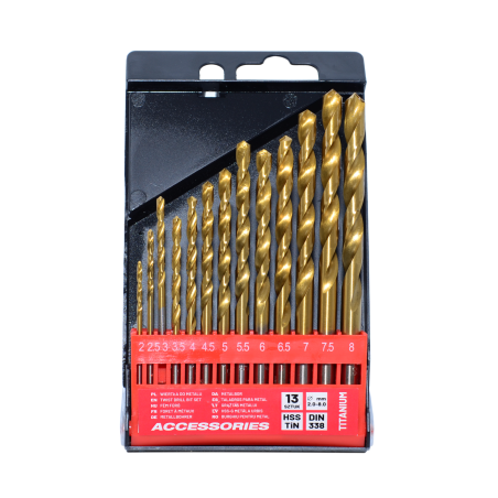 HSS TiN METAL TWIST DRILL BIT SET 13pcs /2-8mm/