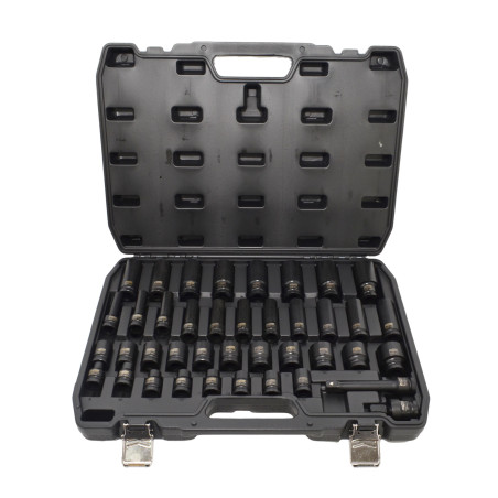 1/2" DRIVE STANDARD & DEEP IMPACT SOCKET SET 9-30mm 30pcs BLACK LINE
