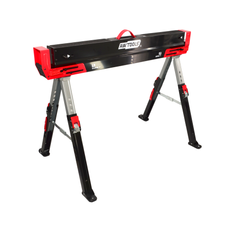 ADJUSTABLE FOLDING SAW HORSE STAND 62-82cm w/ EXTENDABLE SUPPORT ARMS 98-115.5cm 600kg