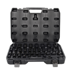 1/2" DRIVE STANDARD & DEEP IMPACT SOCKET SET 9-30mm 30pcs BLACK LINE
