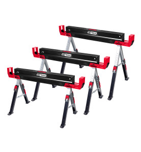 ADJUSTABLE FOLDING SAW HORSE STAND 62-82cm w/ EXTENDABLE SUPPORT ARMS 98-115.5cm 600kg