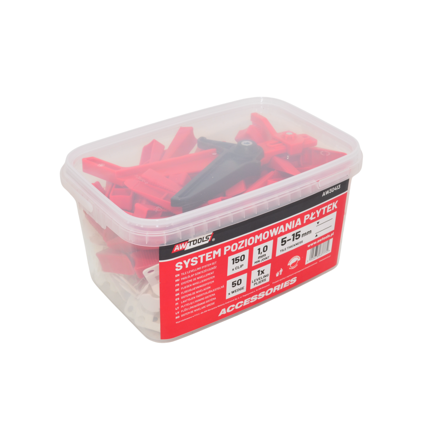 TILE LEVELLING SYSTEM CLIPS (GATES) & WEDGES 1.0mm (5-15mm) 150+50pcs w/ ADJUSTABLE PLIERS