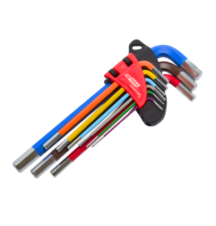 HEX ALLEN KEY SET/ 1.5-10.0mm/ 9pcs MULTI-COLOUR BLACK LINE