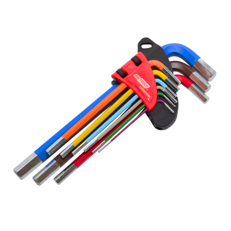 HEX ALLEN KEY SET/ 1.5-10.0mm/ 9pcs MULTI-COLOUR BLACK LINE
