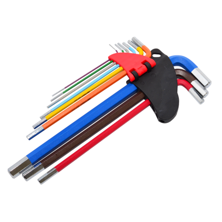 HEX ALLEN KEY SET/ 1.5-10.0mm/ 9pcs MULTI-COLOUR BLACK LINE