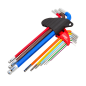 LONG BALL-END HEX ALLEN KEY SET/ 1.5-10.0mm/ 9pcs MULTI-COLOUR BLACK LINE