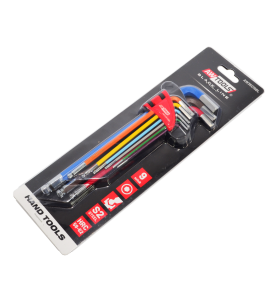 LONG BALL-END HEX ALLEN KEY SET/ 1.5-10.0mm/ 9pcs MULTI-COLOUR BLACK LINE