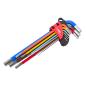 LONG HEX ALLEN KEY SET /1.5-10.0mm/ 9pcs MULTI-COLOUR BLACK LINE