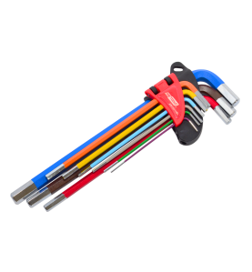 LONG HEX ALLEN KEY SET /1.5-10.0mm/ 9pcs MULTI-COLOUR BLACK LINE