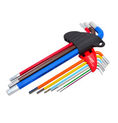 LONG HEX ALLEN KEY SET /1.5-10.0mm/ 9pcs MULTI-COLOUR BLACK LINE