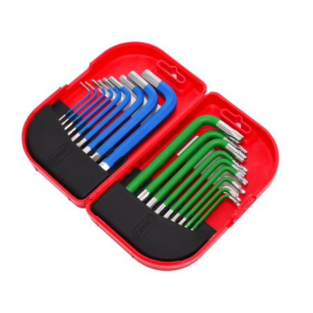 HEX/ TORX ALLEN KEY SET/ 1.5-10.0mm/ 18pcs MULTI-COLOUR