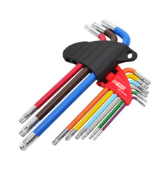 TORX ALLEN KEY SET/ T10-T50/ 9pcs MULTI-COLOUR BLACK LINE