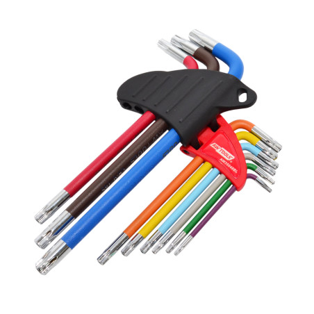 TORX ALLEN KEY SET/ T10-T50/ 9pcs MULTI-COLOUR BLACK LINE