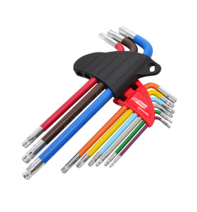 TORX ALLEN KEY SET/ T10-T50/ 9pcs MULTI-COLOUR BLACK LINE