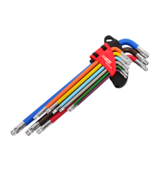 EXTRA-LONG TORX ALLEN KEY SET/ T10-T50/ 9pcs MULTI-COLOUR BLACK LINE