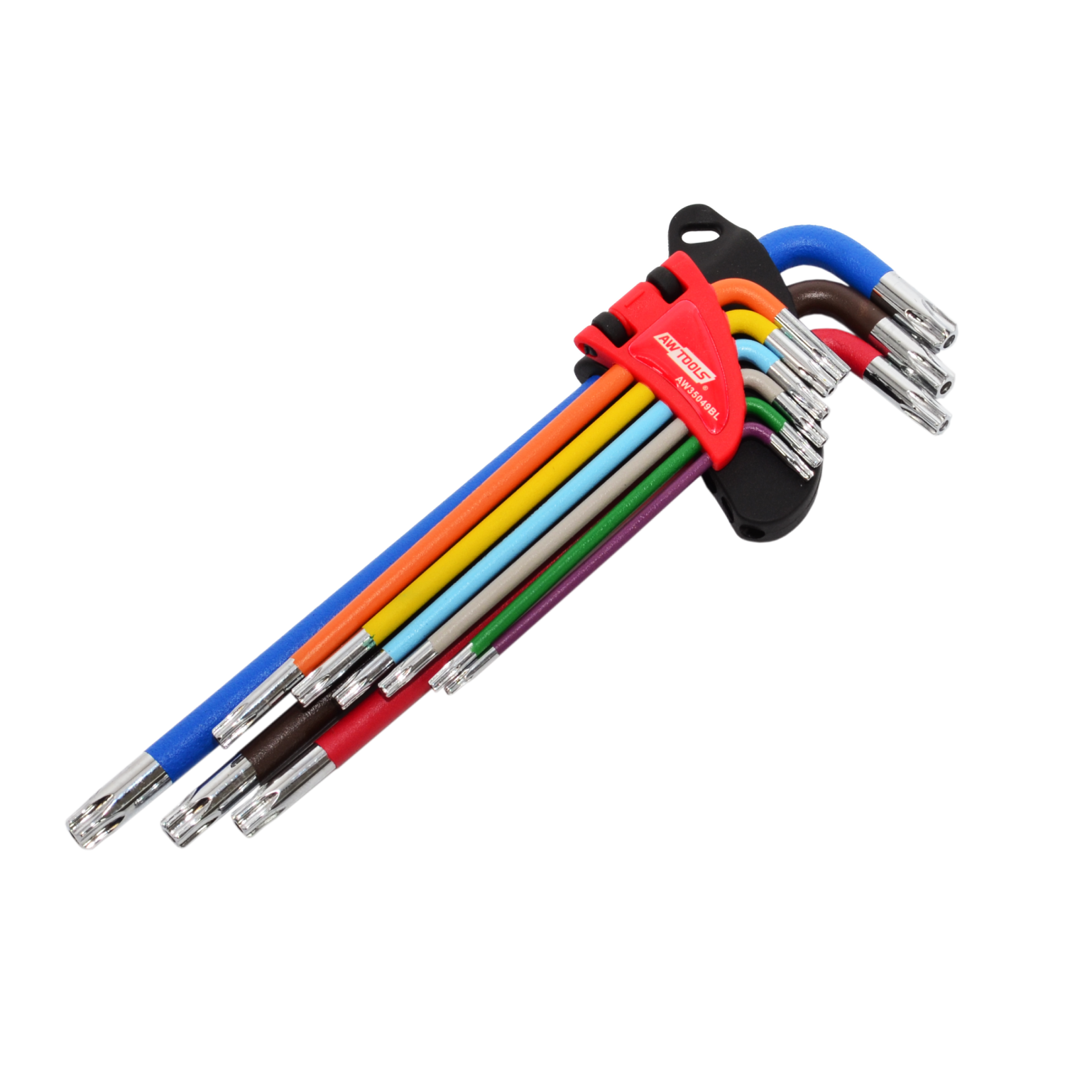 EXTRA-LONG TORX ALLEN KEY SET/ T10-T50/ 9pcs MULTI-COLOUR BLACK LINE