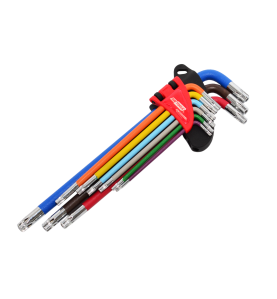 EXTRA-LONG TORX ALLEN KEY SET/ T10-T50/ 9pcs MULTI-COLOUR BLACK LINE