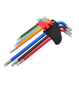 EXTRA-LONG TORX ALLEN KEY SET/ T10-T50/ 9pcs MULTI-COLOUR BLACK LINE