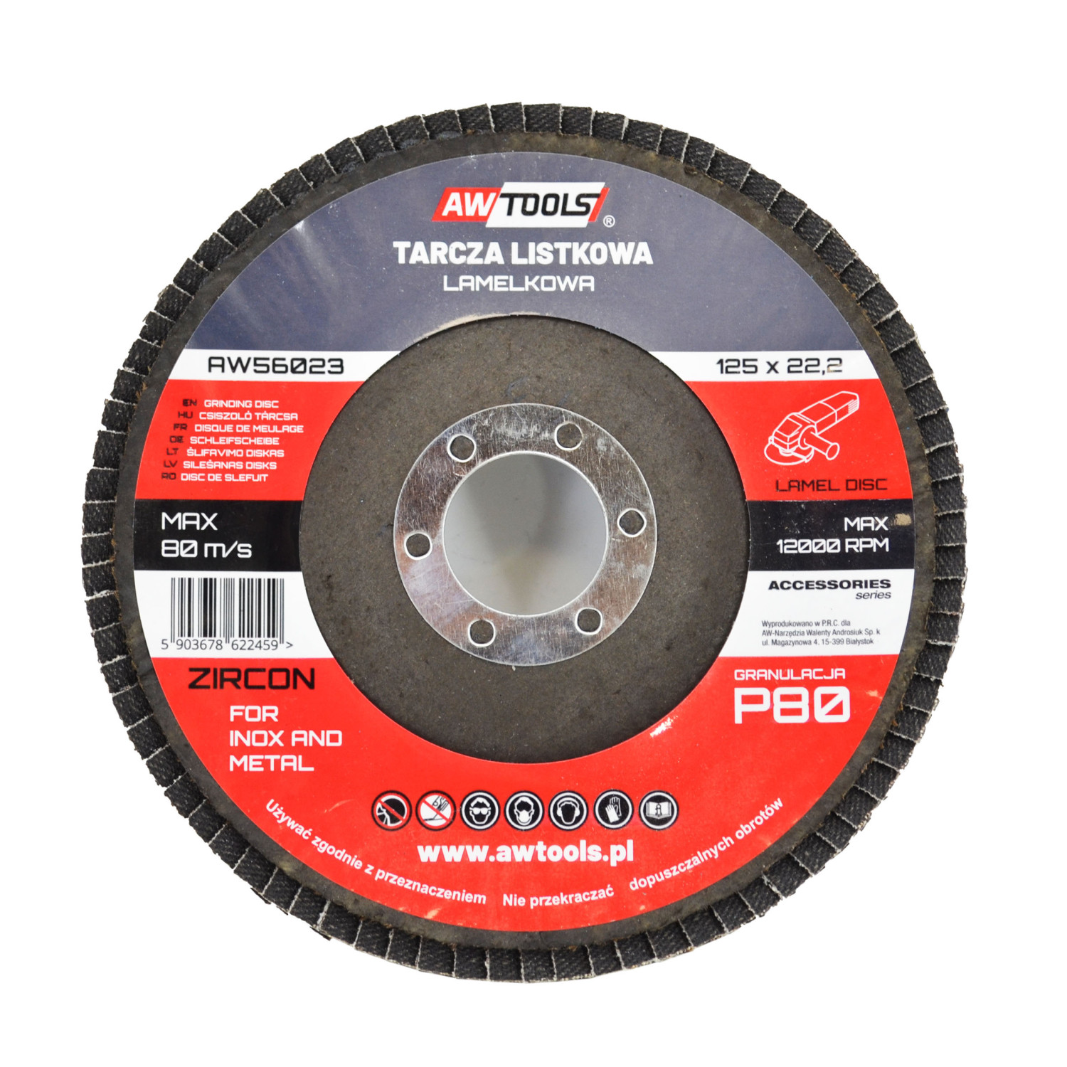 ZIRCONIUM OXIDE FLAP DISC 125mm P100