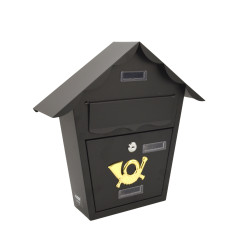 BLACK METAL MAILBOX 11/ 370x365x100mm