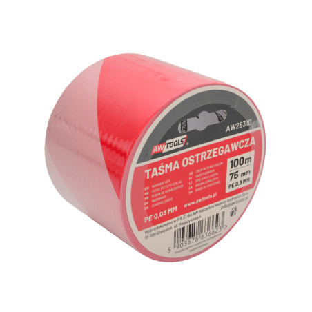 HAZARD WARNING TAPE RED/ WHITE 75mm*100m