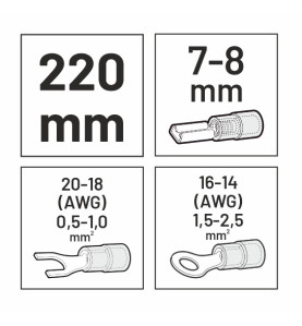 SZCZYPCE DO ZACISKANIA TULEJEK CIENKOŚCIENNYCH 210mm 4-16mm²