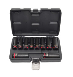 1/2" DEEP IMPACT SOCKET SET 10pcs/ 10-24mm/ BLACK LINE