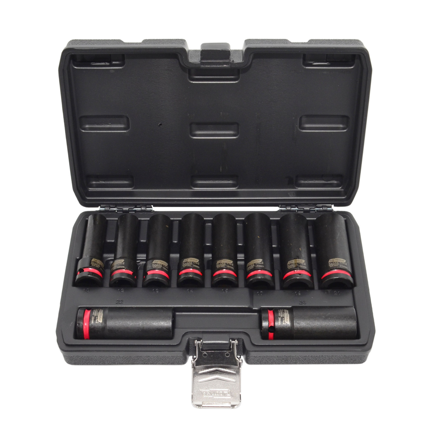 1/2" DEEP IMPACT SOCKET SET 10pcs/ 10-24mm/ BLACK LINE