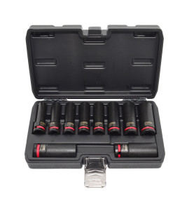 1/2" DEEP IMPACT SOCKET SET 10pcs/ 10-24mm/ BLACK LINE