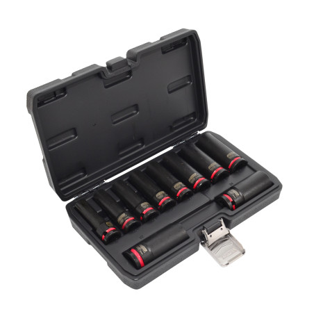 1/2" DEEP IMPACT SOCKET SET 10pcs/ 10-24mm/ BLACK LINE