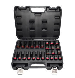 AWTOOLS ZESTAW NASADEK UDAROWYCH 1/2" 26cz./10-24mm/ KRÓTKIE I DŁUGIE BLACK LINE