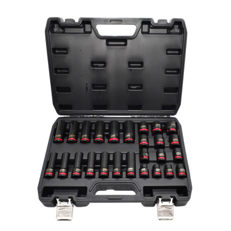 1/2" DRIVE STANDARD & DEEP IMPACT SOCKET SET 26pcs/ 10-24mm/ BLACK LINE