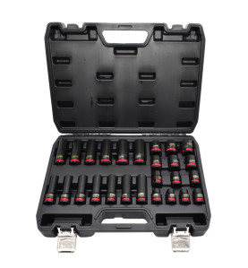 1/2" DRIVE STANDARD & DEEP IMPACT SOCKET SET 26pcs/ 10-24mm/ BLACK LINE
