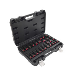 1/2" DRIVE STANDARD & DEEP IMPACT SOCKET SET 26pcs/ 10-24mm/ BLACK LINE