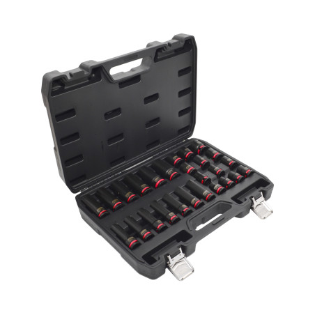 AWTOOLS ZESTAW NASADEK UDAROWYCH 1/2" 26cz./10-24mm/ KRÓTKIE I DŁUGIE BLACK LINE