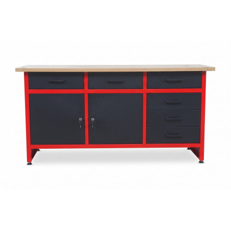 WORKBENCH w/ 6-DRAWERS & 2-CABINETS 160x60x85cm