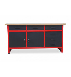 WORKBENCH w/ 6-DRAWERS & 2-CABINETS 160x60x85cm