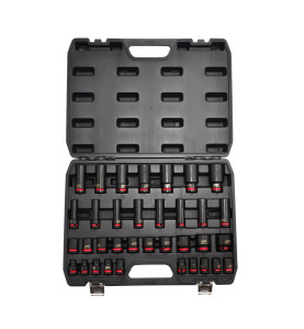 1/2" DRIVE STANDARD & DEEP IMPACT SOCKET SET 35pcs/ 8-32mm/ BLACK LINE