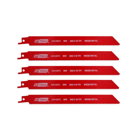 RECIPROCATING SAW BLADE SET BiM 200mm 10TPI/ 5szt/ METAL-WOOD